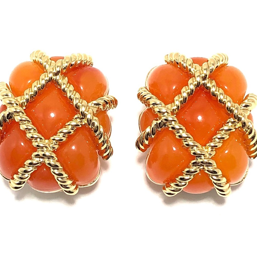 KENNETH JAY LANE, GOLD ROPE QUILTED RESIN CLIP EAR - Picture 6 of 9
